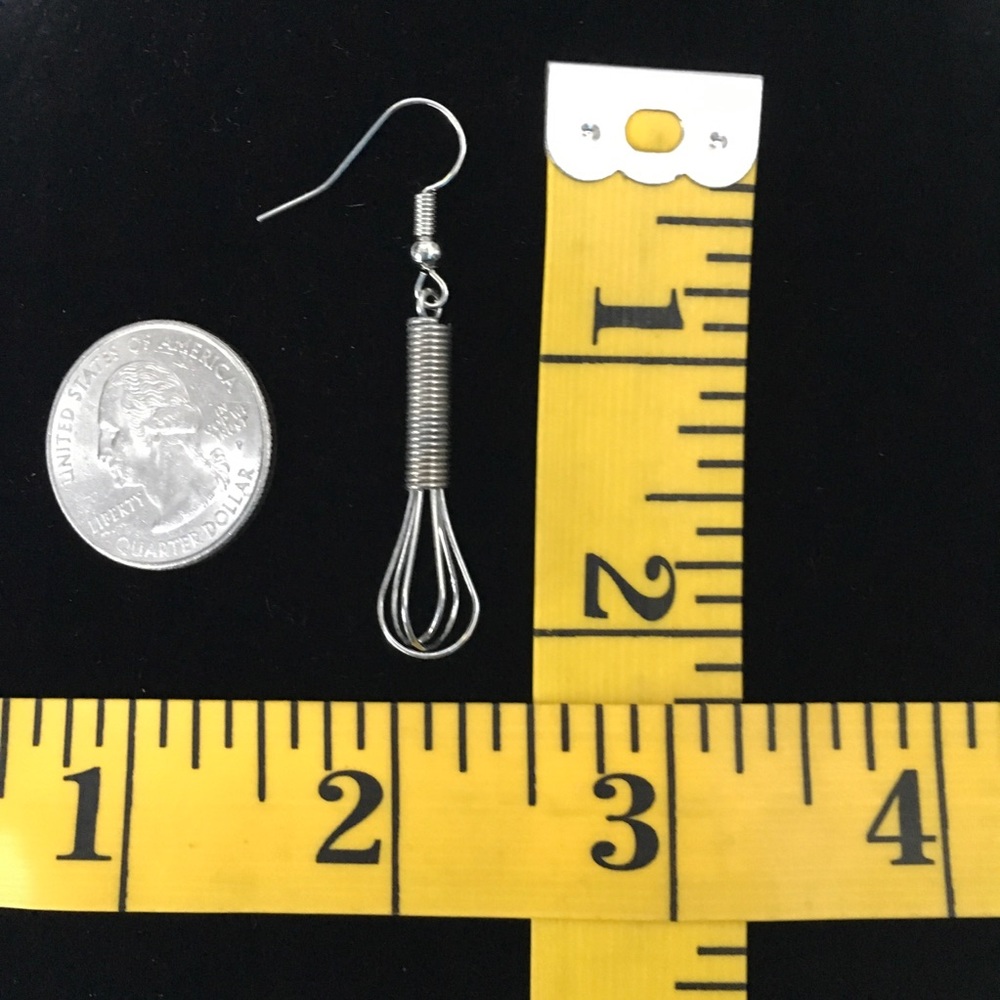 Unique Cooks Kitchen Whisk Dangle Pierced Earring - Picture 3 of 5